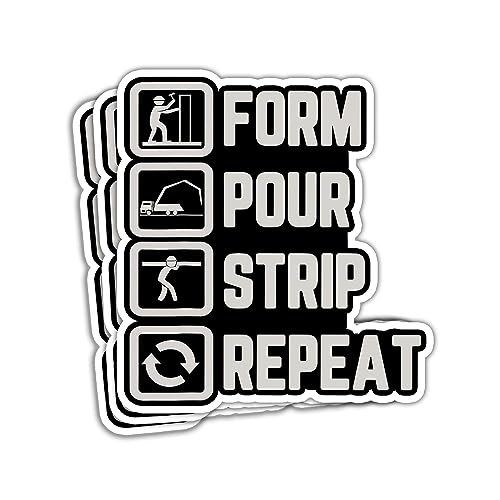 3Pcs Concrete Finisher Stickers, Vinyl, Cartoon, Custom, Construction Stickers, 3x4 inch, Waterproof, Letter Print, Both Indoor & Outdoor, Street Theme
