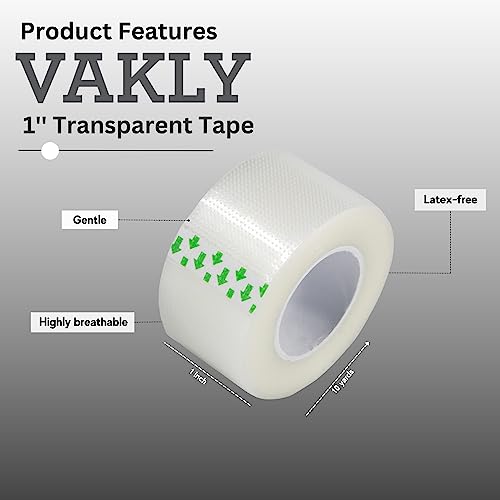 Clear Medical Tape 1 in x 10 yd - 6 Pack, Transparent Adhesive for Sensitive Skin