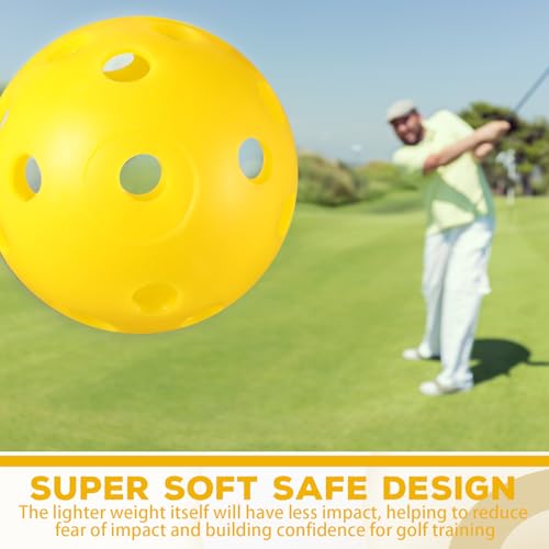Lunmon Yellow 24 Pack Practice Golf Balls 42mm Plastic Golf Balls for Training
