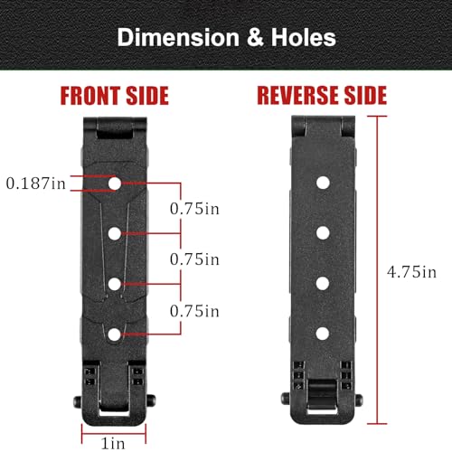 4 Pack Molle Attachment Clips with Mounting Hardware - Black