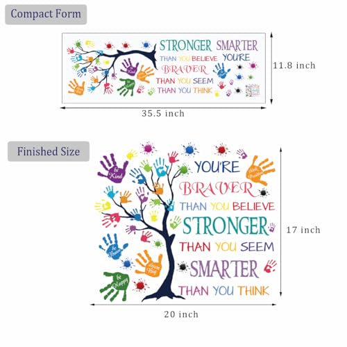 Colorful Motivational Quote Wall Decal - You're Braver, Stronger, Smarter