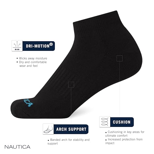 Moisture Wicking Quarter Socks - Cushion Athletic Socks 6 Pack - White Logo