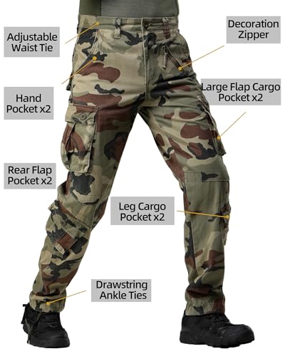 Men's Fleece Lined Outdoor Hiking Cargo Work Pants Casual Ski Ripstop