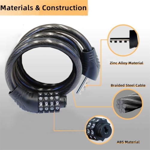 32-Inch Resettable Combination Cable Lock - Braided Steel Bike Lock