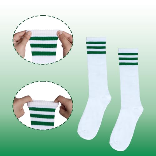 5-Piece Retro Striped Sweatband and Socks Set - Green+White