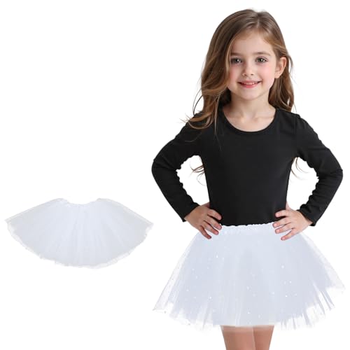 3-Layer Sparkly Tutu for Toddler Girls, Ages 2-8 - White