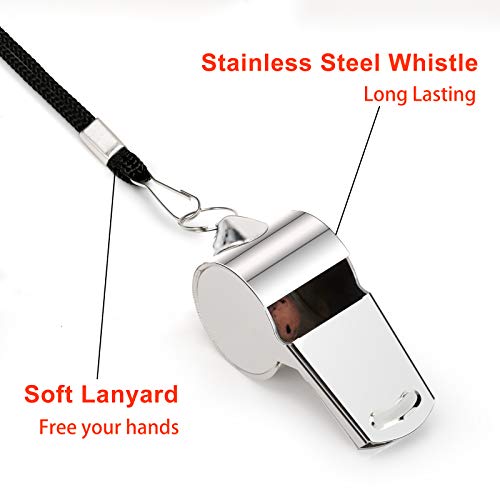 Stainless Steel Whistle with Lanyard - Very Loud - Silver B