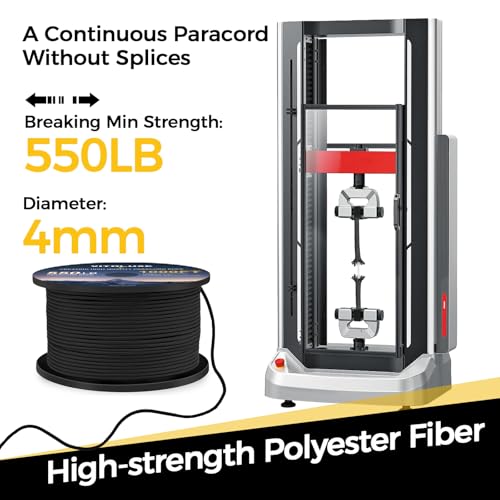 VITALUXE 4mm Black Paracord 550lb, 100FT Triple Strands for Camping & DIY
