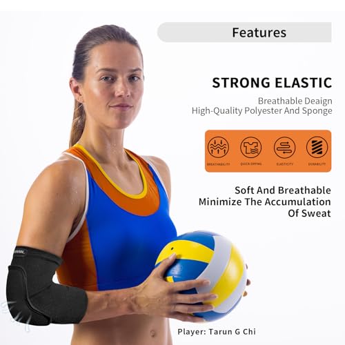Youth Volleyball Elbow Pads - Medium Black Breathable Padding