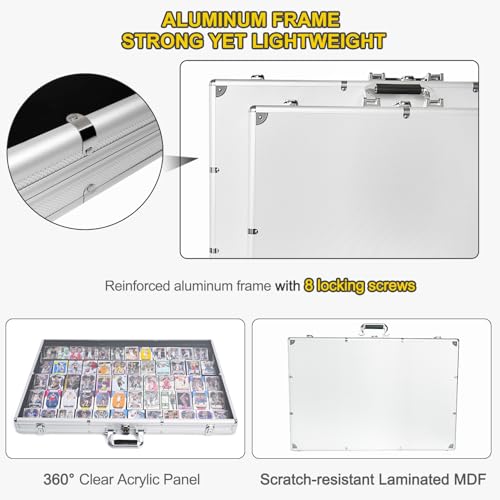 Large Aluminum Locking Tabletop Display Case - 34"x22" Showcase for Cards & Collectibles