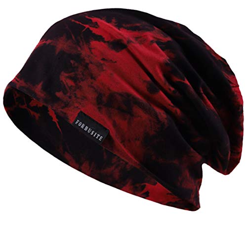 Wimdream Men's Slouchy Beanie Hat Thin Baggy Summer Skull Cap - One Size Black/Claret