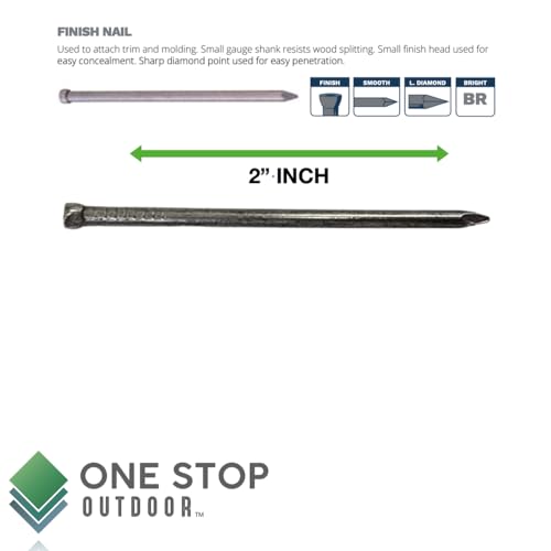 2" Inch Premium Quality Polished Finishing Nails Hand-Drive Hardware Carbon Steel Nail for Picture Hanging, Wood, Frame, Plaster and Concrete Wall - DIY (200)