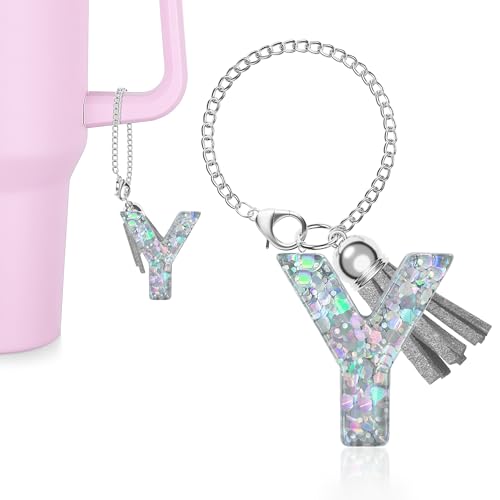 Silver Letter Y Charm for Tumbler Handles, Decorative Cup Accessory