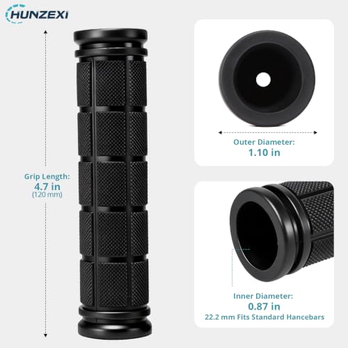 Bike Handlebar Grips Replacement - Rubber Non-Slip Grips 4 Pack - Black
