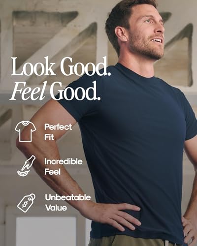 True Classic Men's Short Sleeve Navy Large Workout Tee - Moisture Wicking Muscle Tank