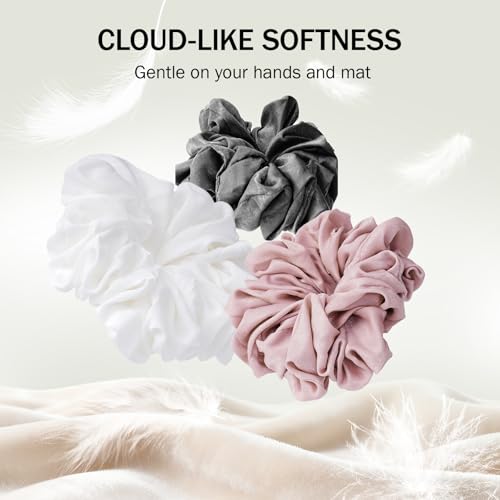 Yoga Mat Scrunchie Holder - Stretchable Velvet Fabric - White