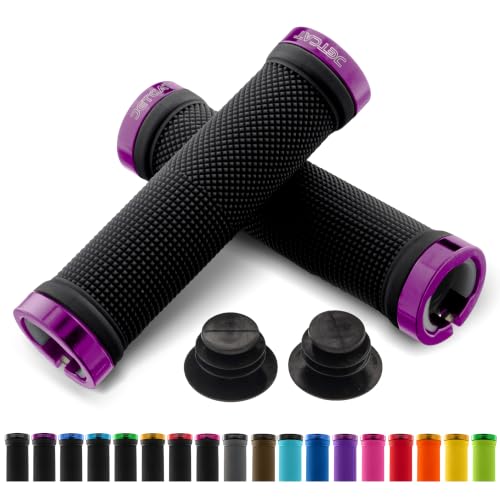 Ergonomic Bike Handlebar Grips - 130mm Round - Black & Purple