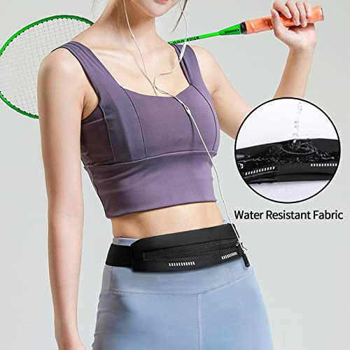 Slim Running Belt Fanny Pack - Adjustable Waist Pack for Jogging, Hiking, Cycling - Black