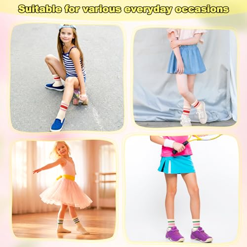Kids Crew Socks - Cotton Comfort for 9-12 Years - Beige, 6 Pairs