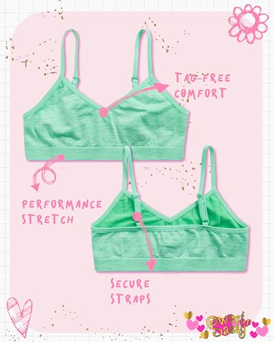 Sweet & Sassy Girls Training Bras 9 Pack - Seamless Cami Bralette (Small, Space-Dye)