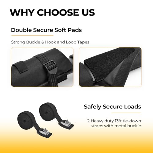 Soft Roof Rack Pads for Crossbars - Water-Resistant with Slide Buckle Fixation