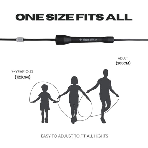 Speed Jump Rope - Adjustable Length, Unbreakable Handles - Black