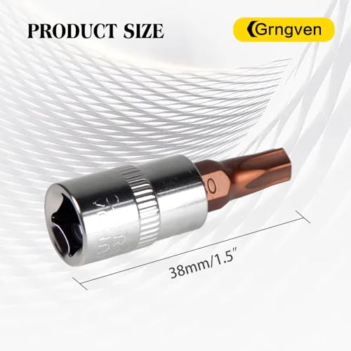 6pcs Drive x T30 Torx Bit Socket, 1/4" S2 Steel Bits CR-V Star Socket Set 38mm Length Use with Ratchet Wrench for Torque Wrench, Impact Power Drills, Slide Bar