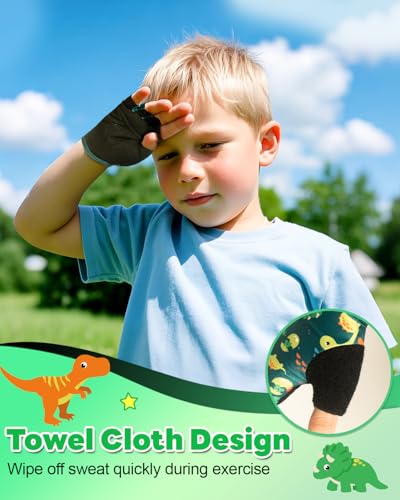 Kids Fingerless Bike Gloves - Protective Padded Cycling Gloves - Green, Large