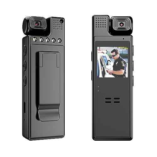 64G Body Camera with Video Recording, 1080P HD Police Body Worn Cam with 180¡Æ Rotatable Lens, Night Vision, and 6 Hours Battery Life for Daily Records, Delivery/Serving Jobs