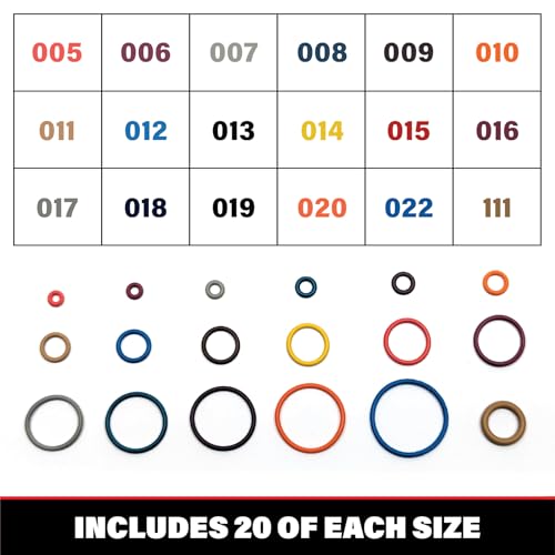Large Color Coded O-Ring Kit for Paintball - 360 Pieces, 18 Sizes