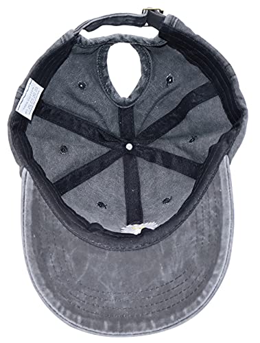 MANMESH HATT Daisy Blessed Ponytail Baseball Cap for Women, One Size Black
