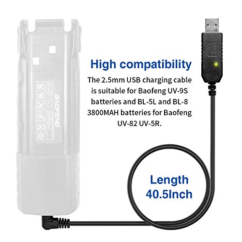 2.5mm USB Charger Cable with Indicator Light for Two Way Radios