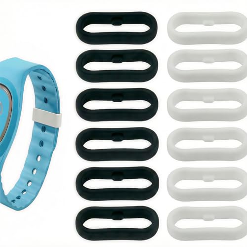 Silicone Fastener Rings for MagicBand 2.0 & Plus - 12 Pack Black & White