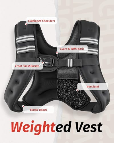 Weighted Vest for Workout - 6lb to 30lb Options, Reflective Stripes