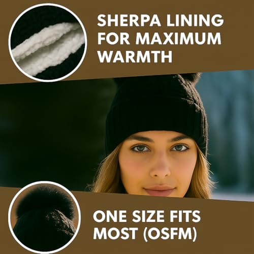 Women's Knit Winter Beanie Hat - Warm Skull Cap - Navy Cuff