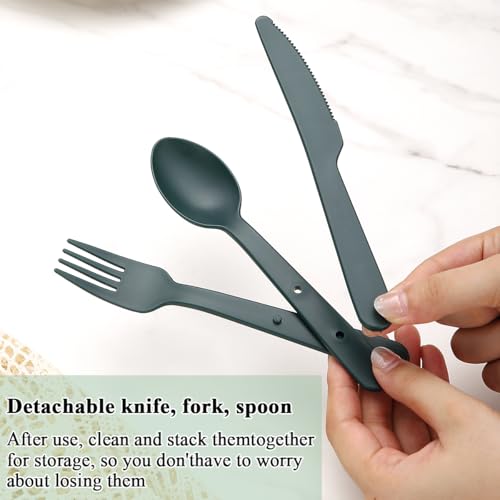 Travel Utensils Set for 6 - Compact Reusable Cutlery with Colors
