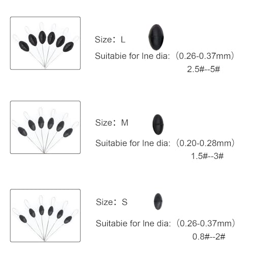 720-Piece Rubber Fishing Bobber Stopper Set, Oval Sinker Stops, S/M/L