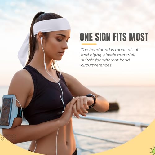 Hiboom 18 Pack White Tie Headbands for Sports Workout Men Women