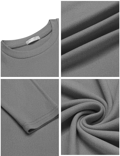 Mens Long Sleeve Thermal Undershirt - Midweight Fleece Base Layer - Grey 3XS