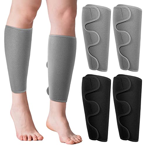 Chivao Adjustable Calf Support Sleeves for Shin Splint Pain Relief - Gray & Black, 2 Pairs