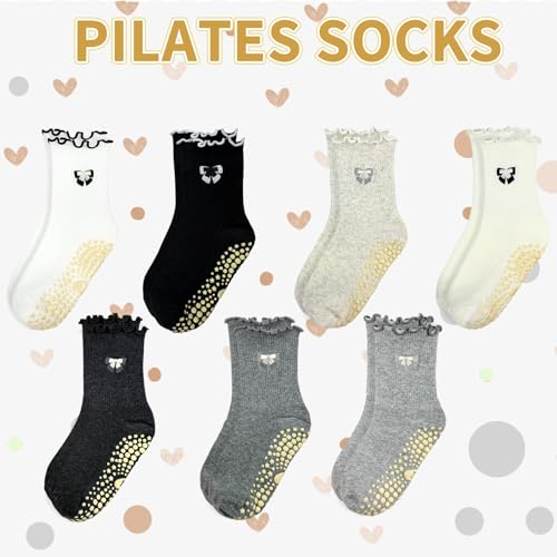 Pilates Grip Ankle Socks for Women - 3 Pairs, One Size - Black, White, Beige