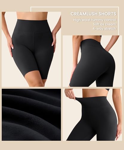 High Waisted Soft Stretchy Biker Shorts - Large-X-Large Black