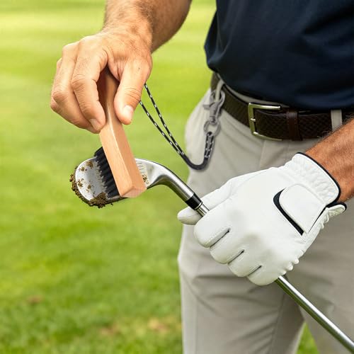 Belongtous Golf Club Cleaning Brush with Beech Wood Handle & Nylon Bristles