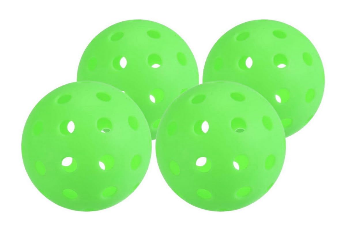 Aolowewin Bucket Toss Golf Balls, Yard Toss Games Balls, Pickleball Ball, Glow in The Dark, Fluorescence Fluorescent Glow, Play at Night and Day, 4-Pack with Mesh Bag