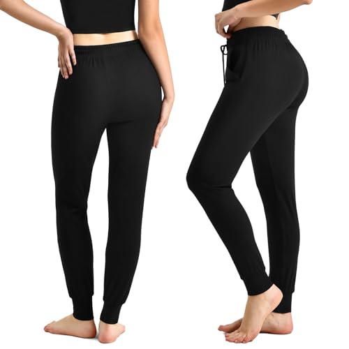 Full Length Womens Joggers with Pockets - X-Large Black
