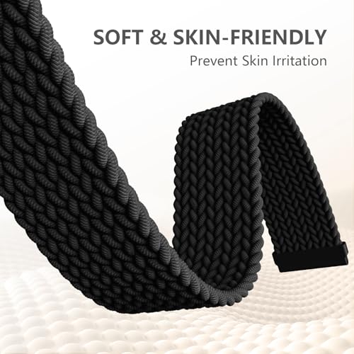 Braided Stretchy Bracelet Band for Fitbit Versa 2 - Black (5.43"-8.58")