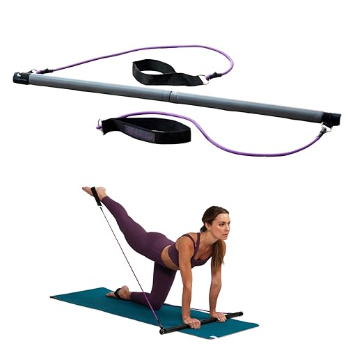 Pilates Bar Kit for Total Body Workout - Adjustable Resistance Bands