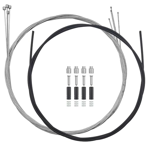 Bicycle Shift Cable Kit - 4 Pcs Derailleur Cables with 2M Housing