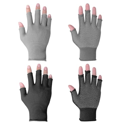 Half-Finger Fingerless Workout Gloves - 2 Pairs, Black & Gray
