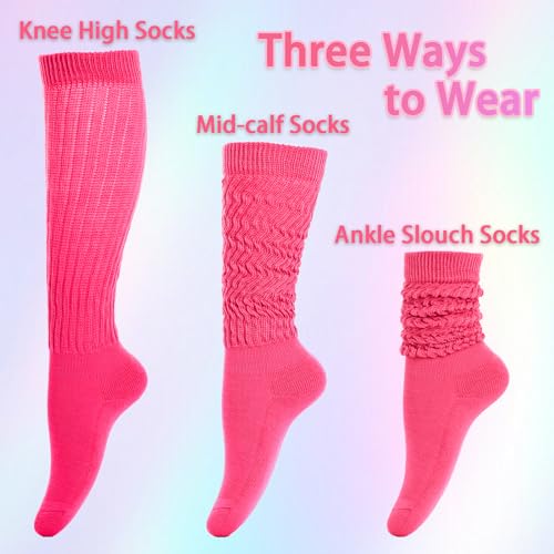 Extra Long Slouch Socks for Women - Rose Red Knee High Socks